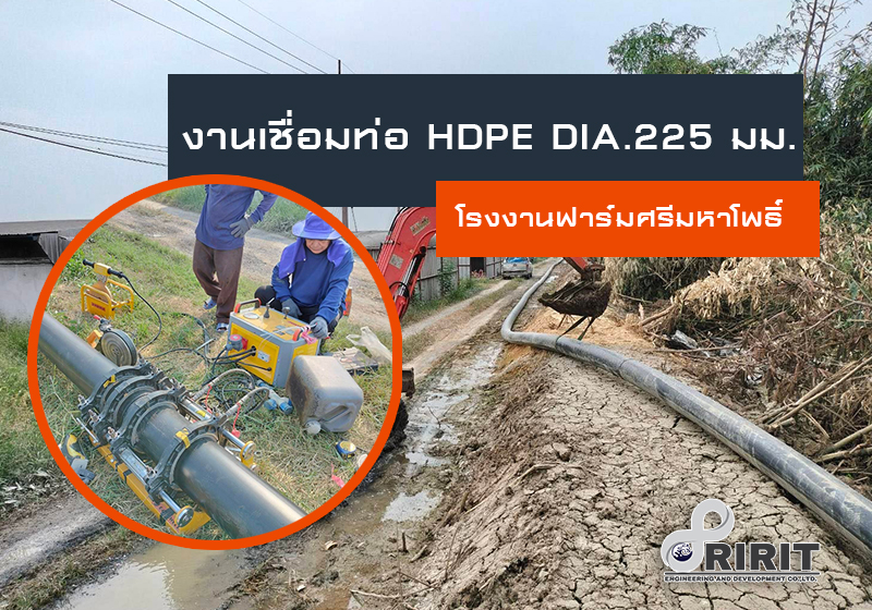 งานเชื่อมท่อและซ่อมท่อ HDPE dia.225 mm.โรงงานฟาร์มศรีมหาโพธิ์ นครชัยศรี นครปฐม
