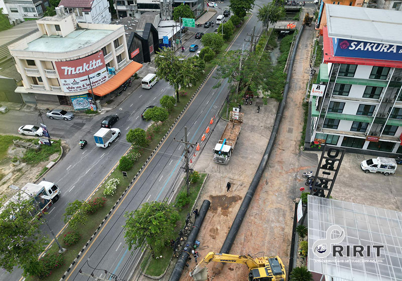 HDPE pipe for tunneling under preparation